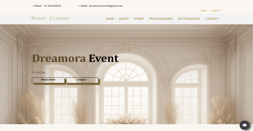 Dreamora event management and booking website
