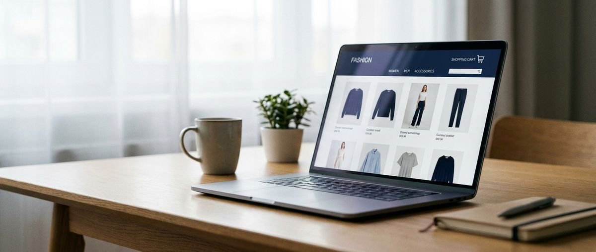 Pixelwave Retail fashion e-commerce storefront on a laptop